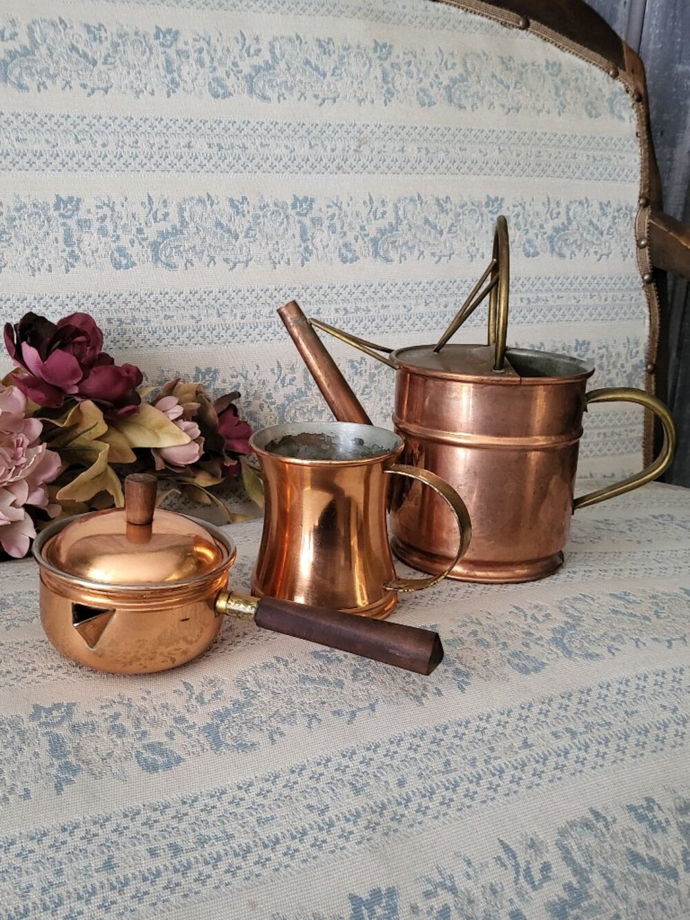 VINTAGE COPPER BUNDLE Lot 3pc Copral Portugal Watering Can Home Decor